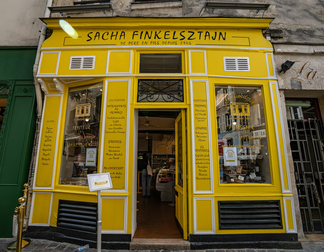 Colourful façade in the Marais, Paris
