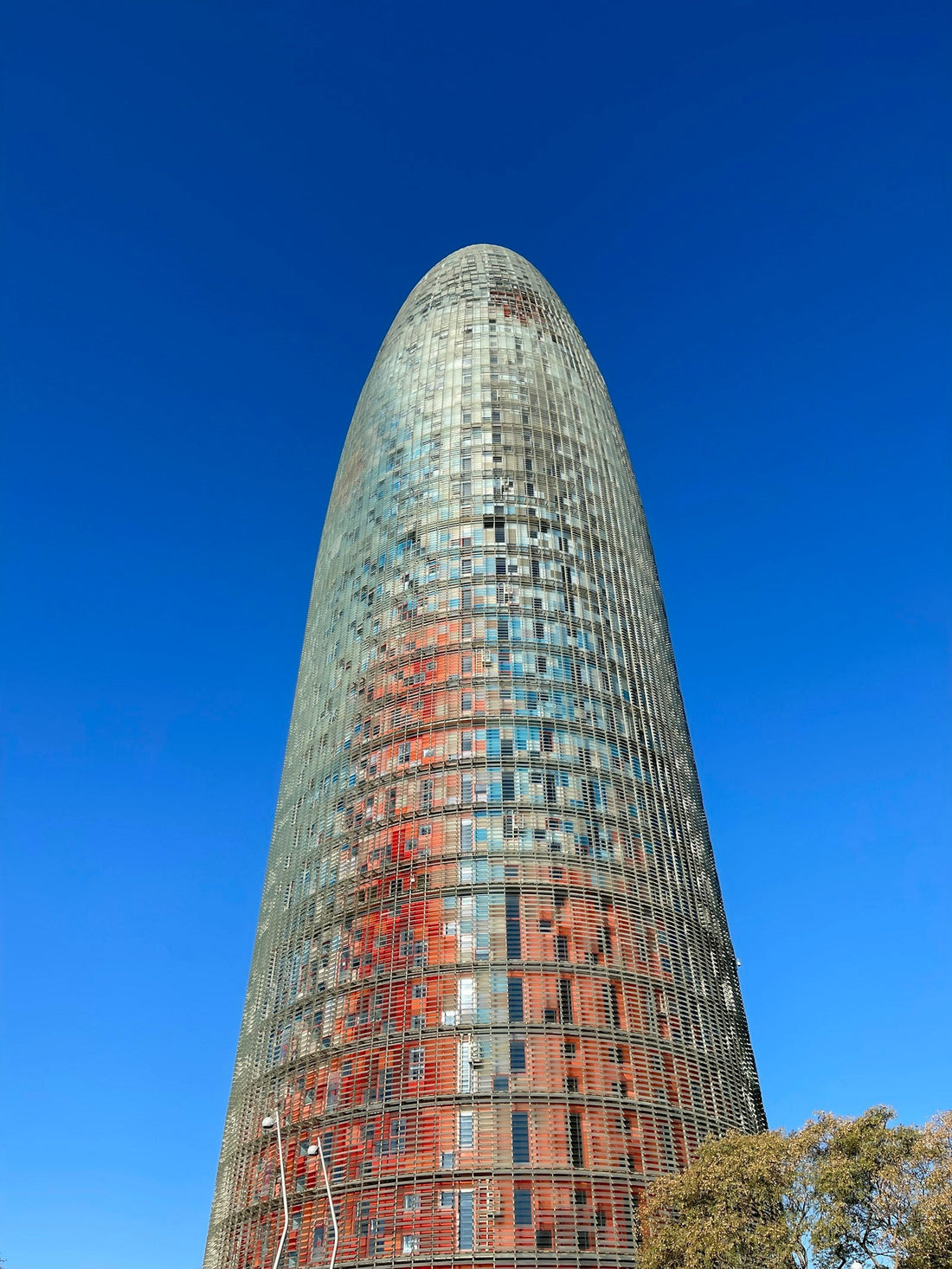 The silhouette of Torre Glòries in Barcelona.
