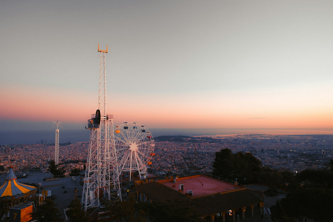 Tibidabo and Barcelona in evening light.
